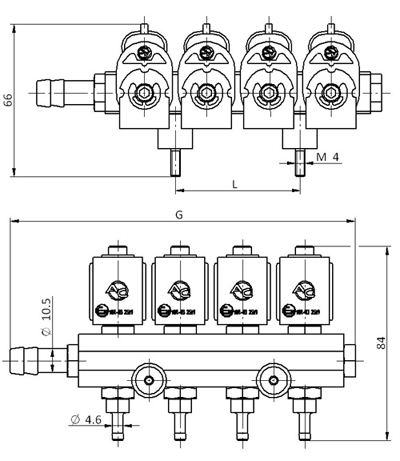 Блок (рампа) газовых форсунок AC W01 4cil